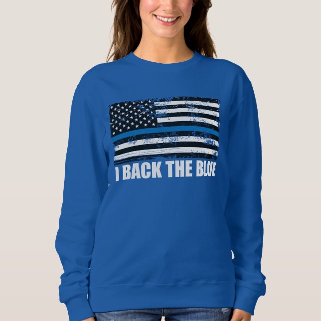 Zurück zur blauen Linie USA Flag MAGA WWG1WA Sweatshirt (Vorderseite)