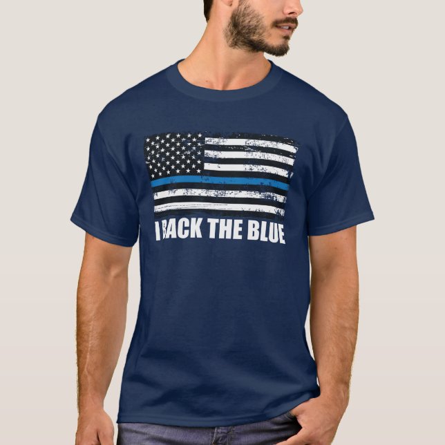 Zurück zur blauen Linie USA Flag MAGA WWG1WA T-Shirt (Vorderseite)