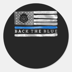 Zurück zur Blue Thin Blue Line American Flag Poli Runder Aufkleber