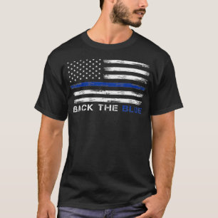 Zurück zur Blue Thin Blue Line American Flag Polic T-Shirt