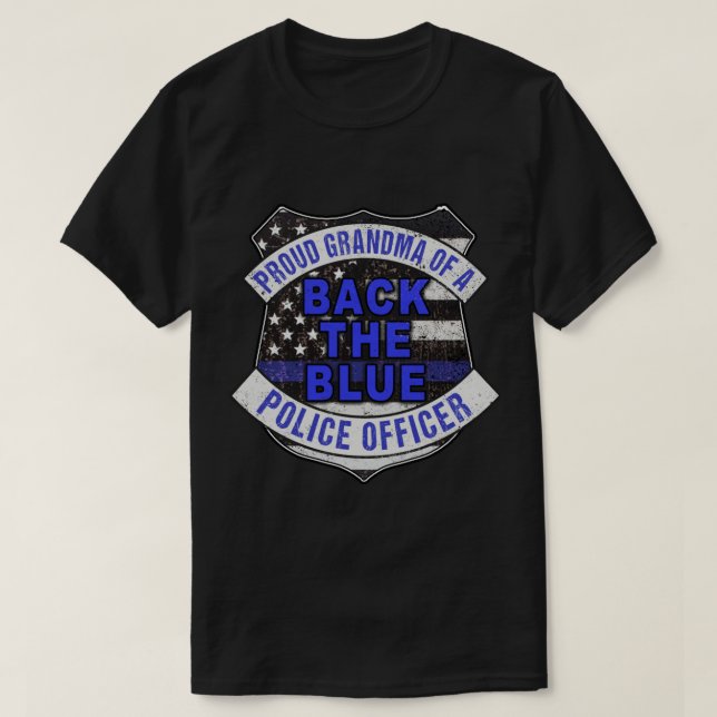 Zurück zur Blue Thin Blue Line Proud Oma Police T-Shirt (Design vorne)