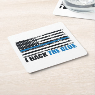 Zurück zur Blue Thin Blue Line USA Flag Rechteckiger Pappuntersetzer
