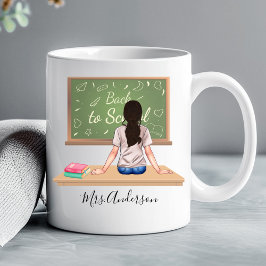 Zurück zur Chalkboard-Lehrerin Tasse Brünett