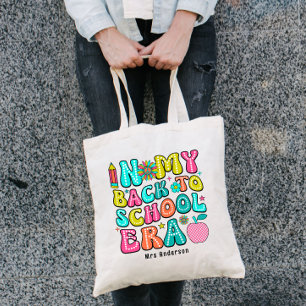 Zurück zur farbenfrohen Retro-Lehrerin Tragetasche