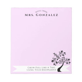 Zurück zur Lehrerin Boho Blumenbaum Custom Notizblock