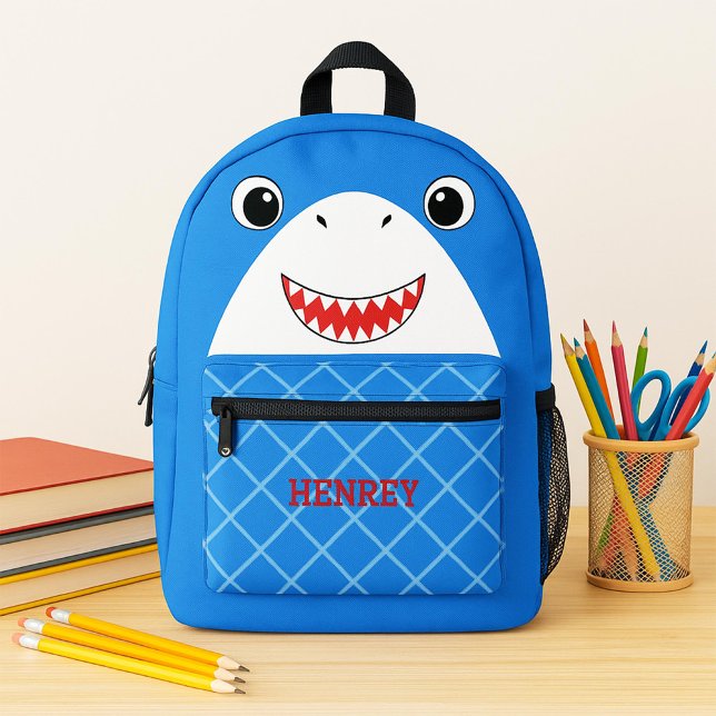 Zurück zur Niedlichen Haifischbühne der Schule für Bedruckter Rucksack (Back to School Cute shark Backpack for Kids)