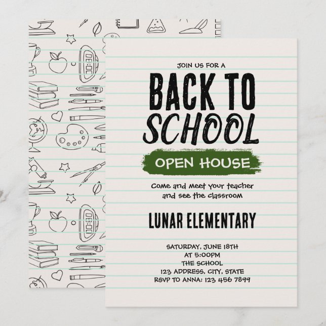 Zurück zur offenen Schule Einladung (Vorne/Hinten)