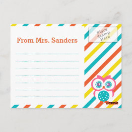 Zurück zur Postkarte des Schullehrers - Thema "Owl