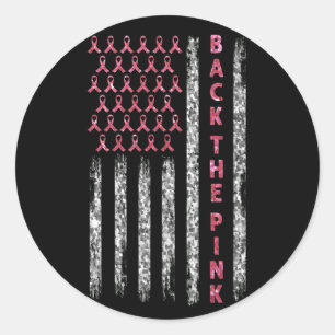 Zurück zur rosa Flachbandmarkierung Brustkrebs USA Runder Aufkleber