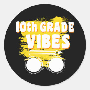 Zurück zur Schule 10. Klasse Vibes Shirt erster Ta Runder Aufkleber