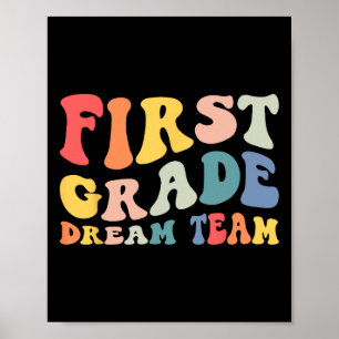 Zurück zur Schule 1. Klasse Dream Team Groovy Lehr Poster