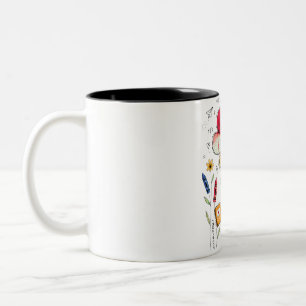 Zurück zur Schule 2026 2027 Florale Lehrerin für F Zweifarbige Tasse