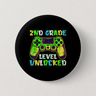 Zurück zur Schule 2. Klasse Boys Gamer Erster Tag  Button
