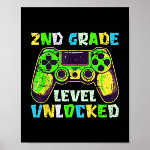 Zurück zur Schule 2. Klasse Boys Gamer Erster Tag Poster