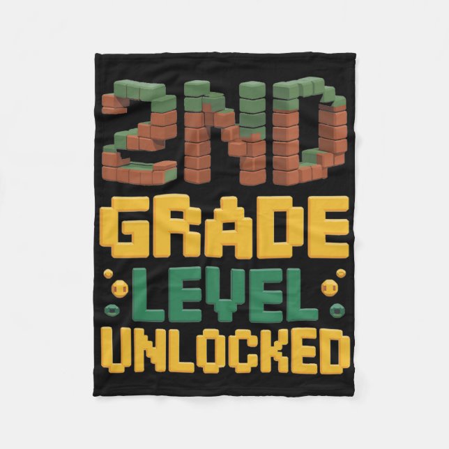 Zurück zur Schule 2. Klasse Jungen Gamer Erster Ta Fleecedecke (Vorderseite)