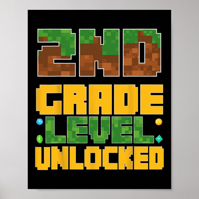 Zurück zur Schule 2. Klasse Jungen Gamer Erster Ta Poster (Vorne)