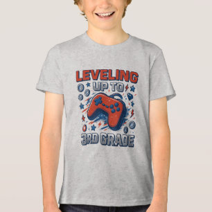 Zurück zur Schule 3. Klasse Gamer Blau Rot Junge M Tri-Blend Shirt