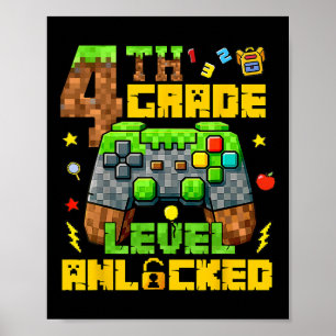 Zurück zur Schule 4. Klasse Gamer Erster Tag viert Poster