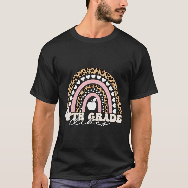 Zurück zur Schule 4. Klasse S Leopard Erster Schul T-Shirt (Vorderseite)