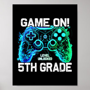 Zurück zur Schule 5. Klasse Jungen Gamer Erster Sc Poster