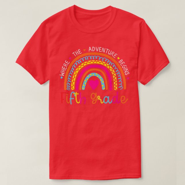 Zurück zur Schule 5. Klasse, wo das Abenteuer T-Shirt (Design vorne)