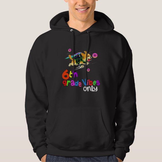 Zurück zur Schule 6. Klasse Corgi-Hund Donuts 1. T Hoodie (Vorderseite)