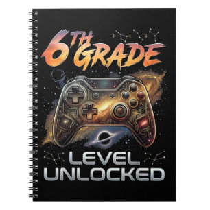 Zurück zur Schule 6. Klasse Gamer Erster Schultag Notizblock