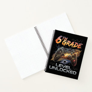 Zurück zur Schule 6. Klasse Gamer Erster Schultag Notizbuch