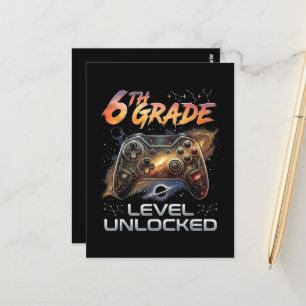 Zurück zur Schule 6. Klasse Gamer Erster Schultag Postkarte