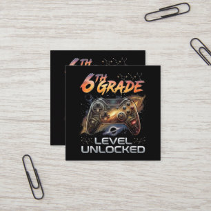 Zurück zur Schule 6. Klasse Gamer Erster Schultag Quadratische Visitenkarte