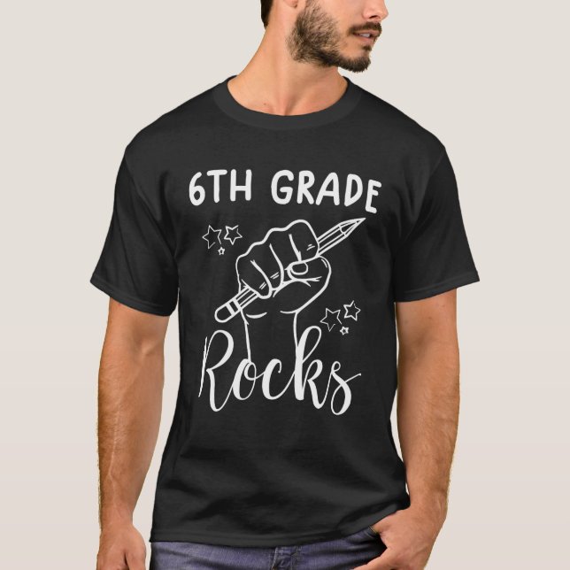 Zurück zur Schule 6. Klasse Rocks Lehrer T-Shirt (Vorderseite)