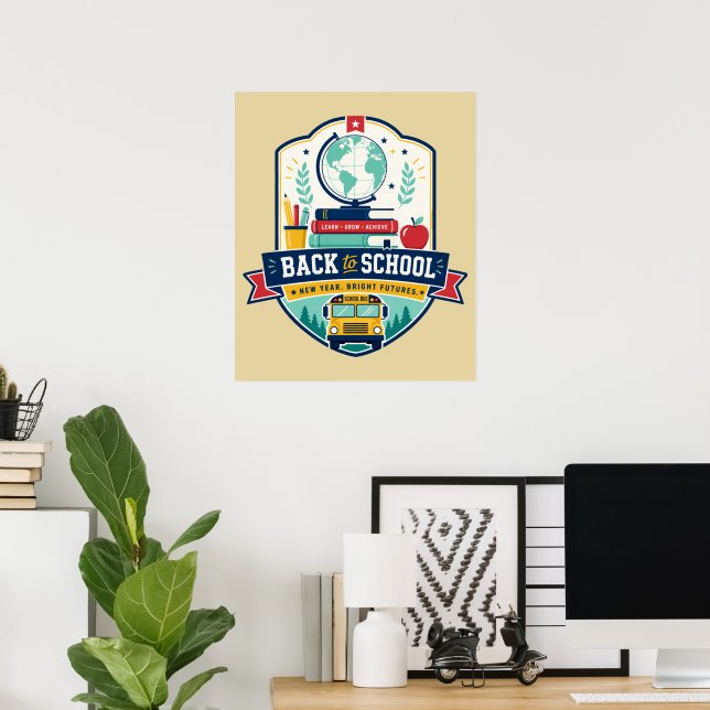 Zurück zur Schule-Abzeichen-Design Poster (Heimbüro)
