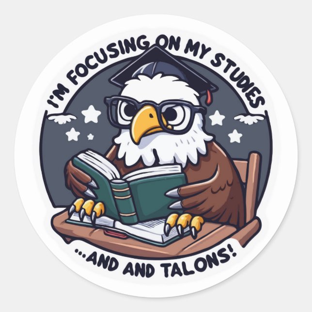 Zurück zur Schule Adlersticker - Funny Study Runder Aufkleber (Vorderseite)