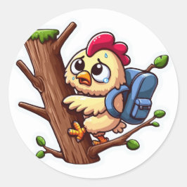 Zurück zur Schule - ängstliches Hühnerklettern Runder Aufkleber