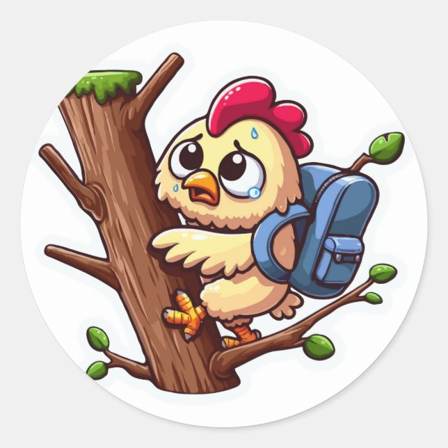 Zurück zur Schule - ängstliches Hühnerklettern Runder Aufkleber (Vorderseite)