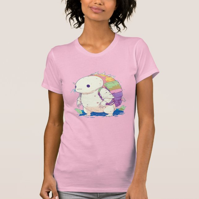 Zurück zur Schule Axolotl Kawaii Cartoon T-Shirt (Vorderseite)