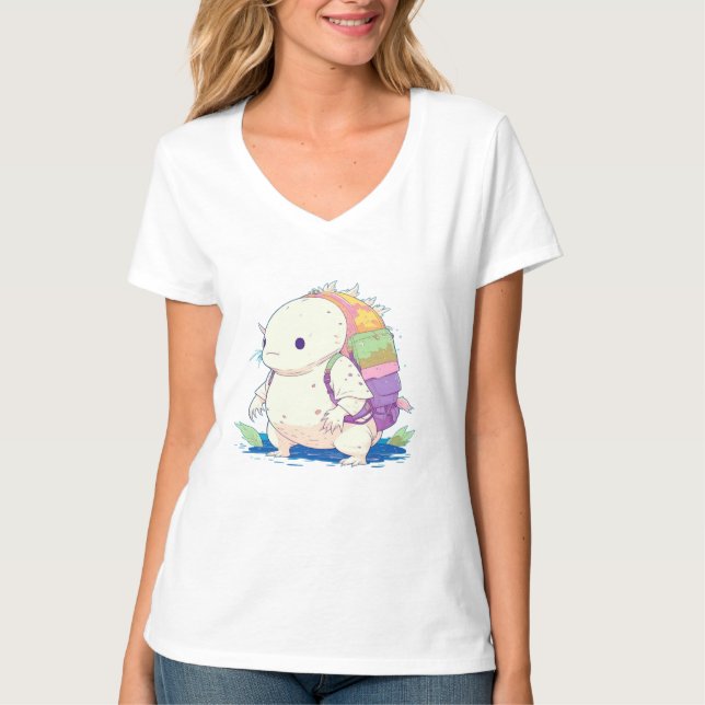 Zurück zur Schule Axolotl Kawaii Cartoon T-Shirt (Vorderseite)