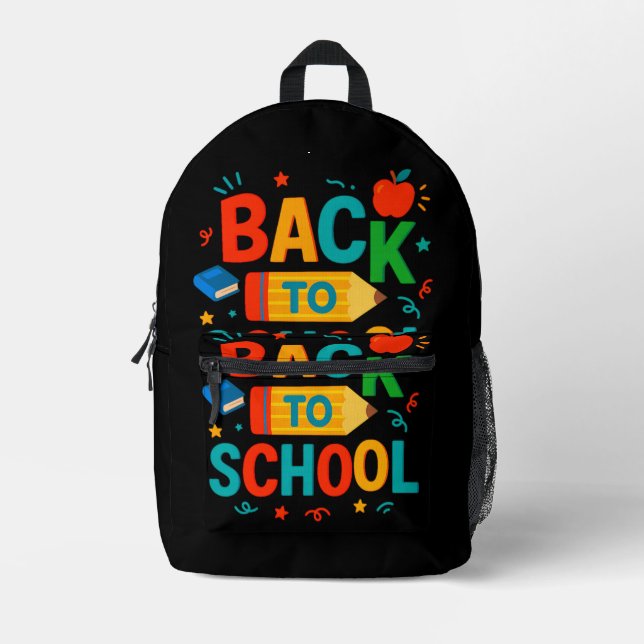 Zurück zur Schule  Bedruckter Rucksack (Vorderseite)