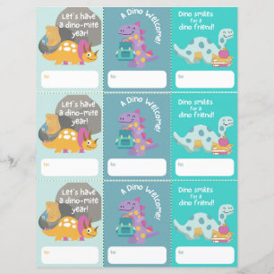 Zurück zur Schule - Begrüßungsmarke Dinosaur