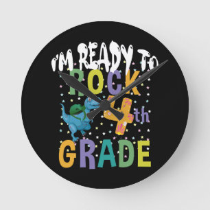 Zurück zur Schule bin ich bereit für Rock 4. Klass Runde Wanduhr
