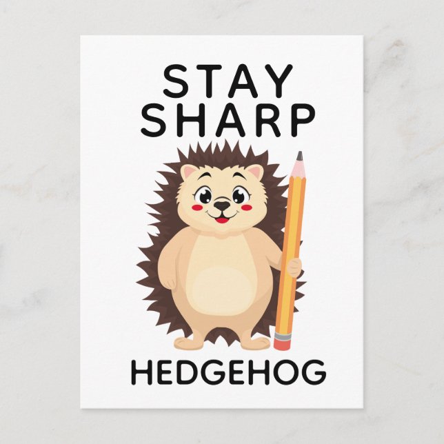 Zurück zur Schule Bleibe scharfer Igel Minimalisti Postkarte (Vorderseite)
