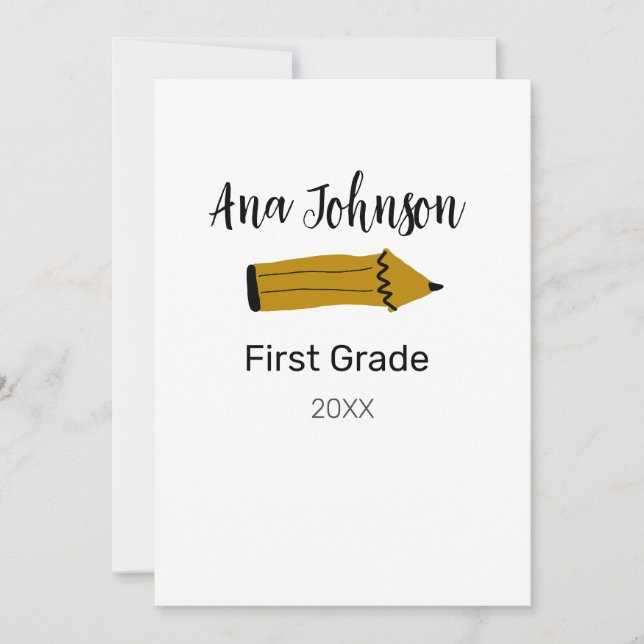 Zurück zur Schule Bleistift hinzufügen Name Klasse Einladung (Vorderseite)