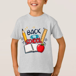 Zurück zur Schule Bleistift Lineal Apfel Buch Desi T-Shirt