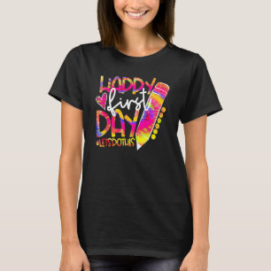 Zurück zur Schule Bleistift Tie Dye Froher erster T-Shirt