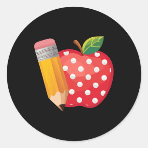 Zurück zur Schule Bleistift und Apfel Lehrer Schül Runder Aufkleber