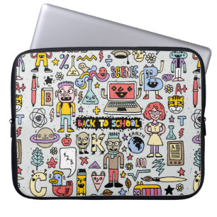 Zurück zur Schule bunter Doodle Set. Vintage Krank Laptopschutzhülle