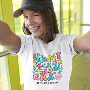 Zurück zur Schule bunter Retro-Lehrer  T-Shirt