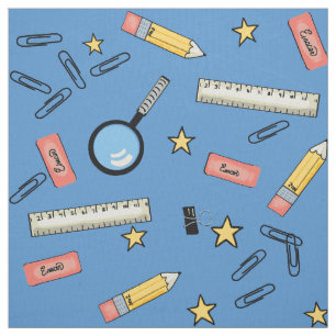 Zurück zur Schule / Bürobedarf Blau Stoff