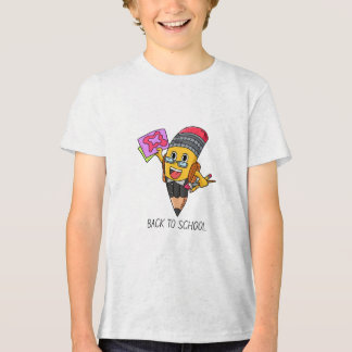 Zurück zur Schule Cartoon Bleistift Charakter Desi Tri-Blend Shirt