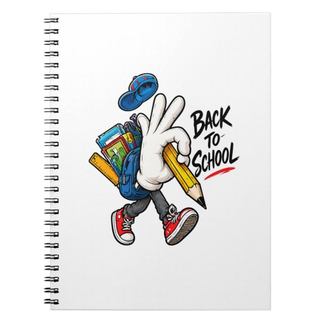 Zurück zur Schule Charakter Schulmaterial Design Notizblock (Vorderseite)